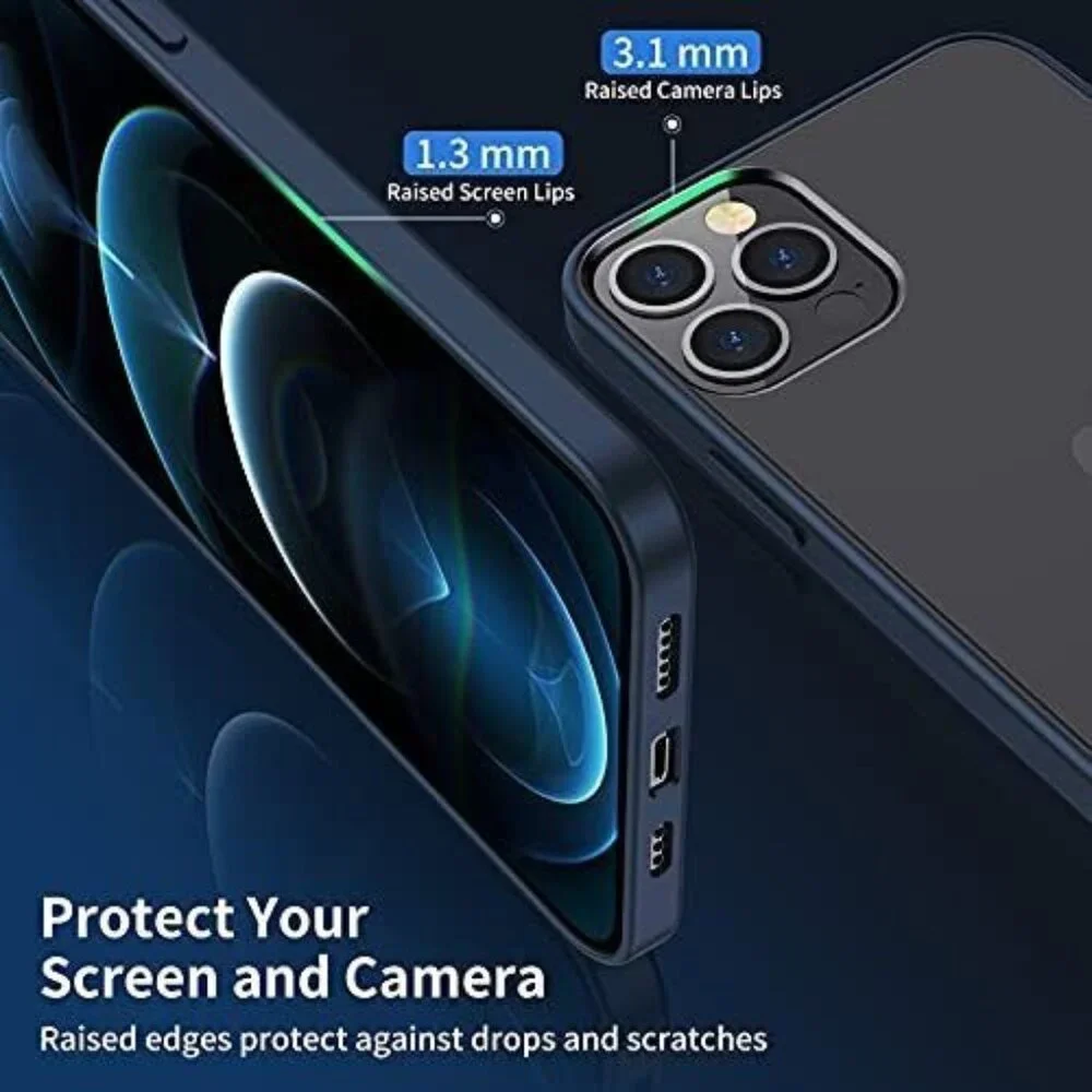 Case for iPhone 13 Pro Max 6.7-Inch military grade blue trim smoke gray